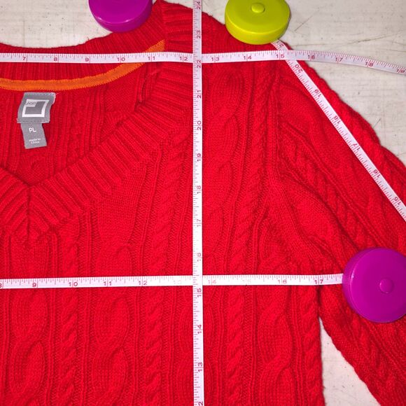 Chunky Cable Knit Sweater Women Petite Large VNeck Cozy Pullover Casual JCPenney - Picture 4 of 16